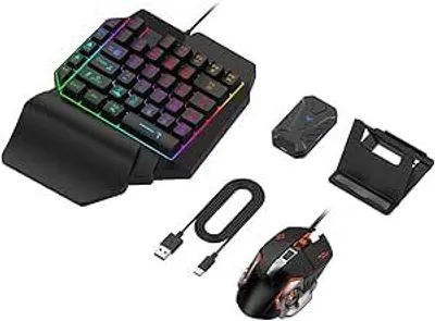 Produktbild von Gaming Tastatur & Maus Kombination - mechanisch kabelgebunden mit LED 39 Tasten - kompakt für Gamer & PC