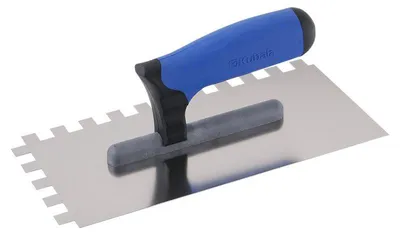 Zdjęcie produktu dla Kubala Stainless steel trowel 130x270 with plastic 2 component handgrip G-11, notch 12*12