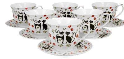 Produktbild von Duo Cats Etno Tassen mit Untertassen Geschenkset 6er 250ml