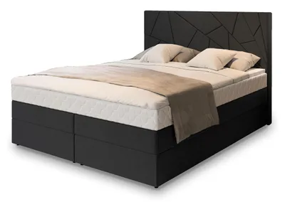 Produktbild von Masseno Boxspringbett TRANI 180x200 cm Komplett-Set mit Bonell Matratze und Topper, Polsterbett mit Bettkästen -Schwarz, INARI 100
