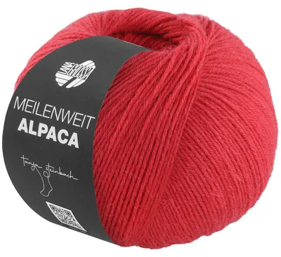 Produktbild von Lana Grossa MEILENWEIT 150 g ALPACA UNI strapazierfähige und warme 6-fach Sockenwolle 390 m Farbe 1003 - Rot