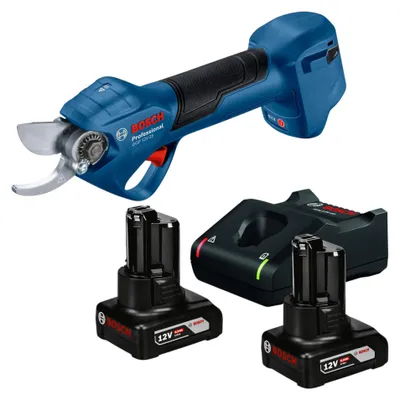 Zdjęcie produktu dla Nożyce ogrodowe akumulatorowe Bosch GGP 12V-25 12 V 25 mm bezszczotkowe + 2x akumulator 6,0 Ah + ładowarka