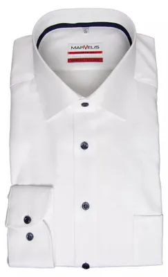 Produktbild von Marvelis - Modern Fit - Herren Langarm Hemd, (731234), Größe:42, Farbe:Weiß (00)