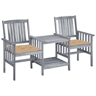 Image de vidaXL Chaises de jardin avec table de thé et coussins en bois massif d'acacia