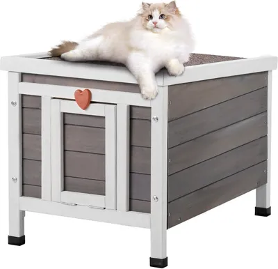 Immagine prodotto di Casa per gatti Grotta per gatti Rifugio per gatti in legno per esterni a prova di inverno 513x420x420mm