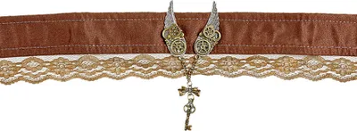 Produktbild von Steampunk-Schmuck Halsband mit Flügeln und Zahnrädern braun-gold - Einheitsgröße