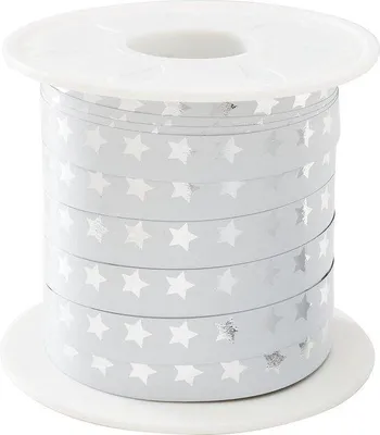 Productafbeelding van 10 mm witte kerststerren lint, 100 meter