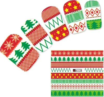 Produktbild von Tattoo Nail Art Nikolaus Weihnachten Weihnachtsbaum Aufkleber Nagel Sticker