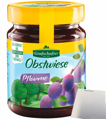 Produktbild von Grafschafter Obstwiese Konfitüre Pflaume (300g Glas) + usy Block