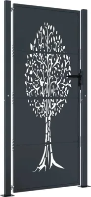 Produktbild von vidaXL Gartentor Anthrazit 100x175 cm Stahl Baum-Design