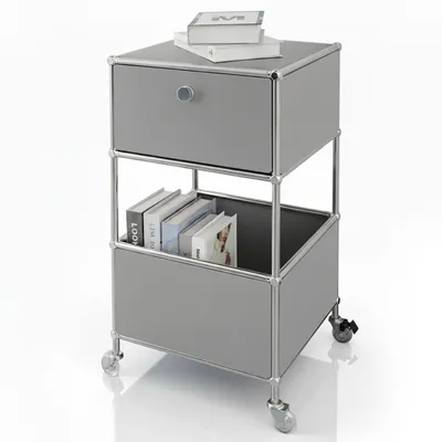 Immagine prodotto di Carrello Concept Epure MK-145 - Carrello a ripiani in metallo 40x40x69 cm a 3 livelli con cassetto, ripiano mobile di stoccaggio