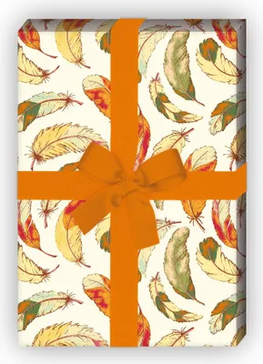Produktbild von Zartes rotes Geschenkpapier zum Einpacken mit leichten Federn - G10222, 32 x 48cm
