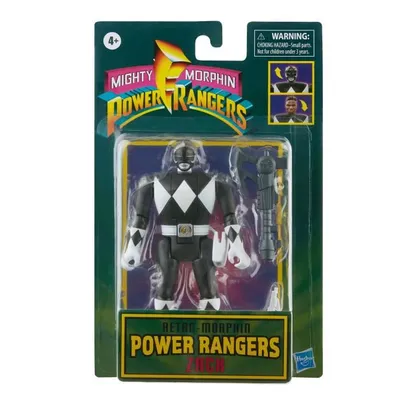 Obrázek produktu pro Power Rangers Retro-Morphin, figurka Black Rangera, Zack, s pohyblivou hlavou, inspirovaná klasickým seriálem Mighty Morphin, pro děti od 4 let