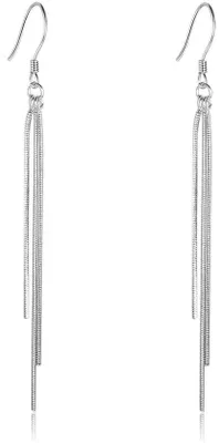 Produktbild von Lange silberne Ohrringe mit Quaste 925 silber elegant