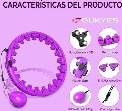 Image de Ceinture de fitness pour adultes - Ceinture ajustable avec massage à 360° - Appareil de fitness Smart Hula