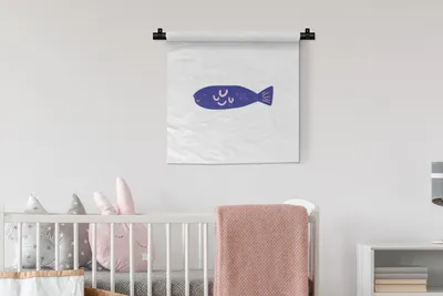 Produktbild von MuchoWow® Wandteppich Wandbehang Fisch - Pastell - Lila 60x60 cm Tapisserie Dekoration Wandtuch - Dekorationen - Wand Decke