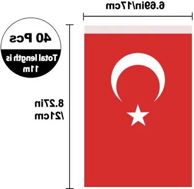 Bunte 11m Türkische Flaggenkette mit 40 kleinen Flaggen für Feste, Sportveranstaltungen und Gartendekoration