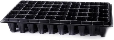 Produktbild von Anzuchtplatten mit 50 Löchern, 2 Stück aus schwarzem Kunststoff für den Garten, mit Hohldesign und geringem Gewicht zur Pflanzenanzucht auf der Fensterbank