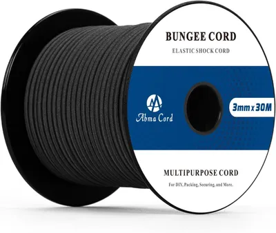 Zdjęcie produktu dla Bungee 3 mm, 30 m, elastyczna lina, do kempingu, czarna