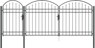 Produktbild von vidaXL Gartentor mit gewölbtem Oberteil Assen Grau 400 x 100 cm Stahl