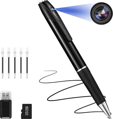 Produktbild von Mini-Kamera 32 GB 1080p tragbar - kleine Bewachungskamera für Heimoffice und Geschäftsbesprechungen mit 5 Tintenfüllungen