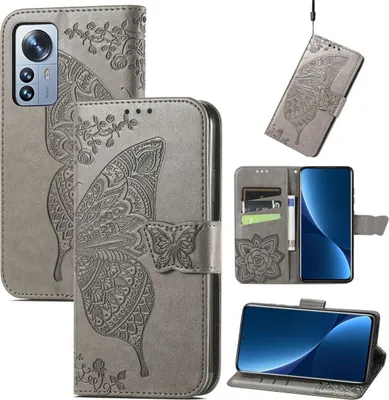 Produktbild von König Design Hülle kompatibel mit Xiaomi 12 Pro Kunstleder Handyhülle - Handy Case Grau