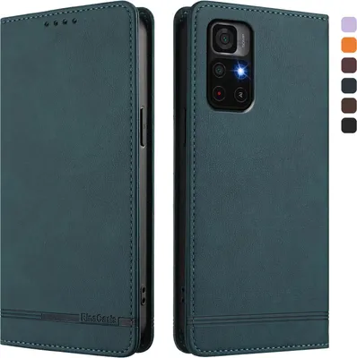 Produktbild von Hülle für Xiaomi Poco M4 Pro 5G/Redmi Note 11 5G, Retro Kunstleder Ständer Klapphülle mit Kartenfächer und Magnetische Grün