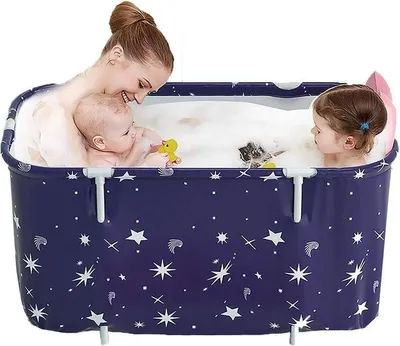 Immagine prodotto di Vaschetta da bagno pieghevole per adulti e bambini - Vaschetta da bagno portatile in plastica