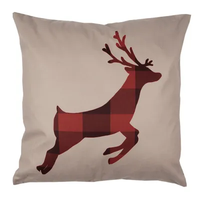 Produktbild von Clayre & Eef Kissenbezug 45x45 cm Rot Braun Polyester Hirsch