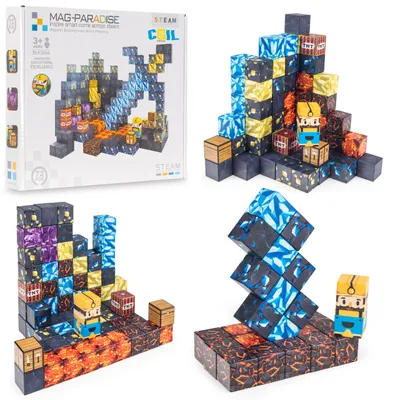 Image de COIL - Blocs de construction magnétiques, jouets pour enfants, kits de construction, blocs de construction magnétiques, pièces magnétiques, à partir de 3 ans, Mint-TNT, 72 éléments