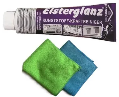 Produktbild von Elsterglanz Kunststoff-Kraftreiniger Politur Paste 150ml und 2 Microfasertücher
