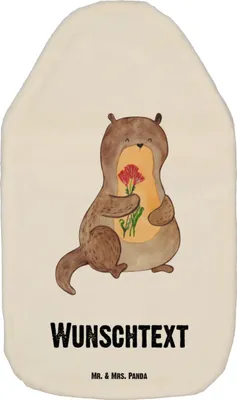 Produktbild von Mr. & Mrs. Panda Personalisierte Wärmflasche Otter Blumenstrauß - Weiß - Personalisierte Geschenke, Personalisiertes Wärmekissen, Personalisiertes Körnerkissen, süß