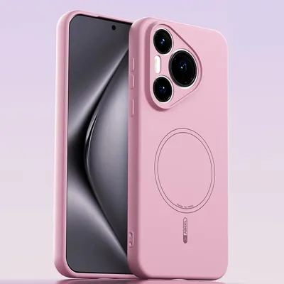 Produktbild von Magnetische Handyhülle für Huawei Pura 70, MagSafe kompatible, Flüssig Silikon Stoßfest Kratzfest Hülle Pink