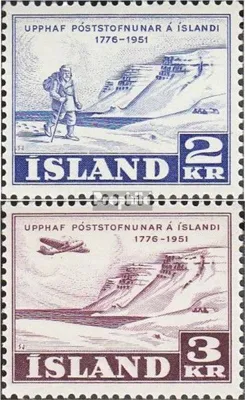 Produktbild von Briefmarken Island 1951 Mi 273-274 (kompl.Ausg.) Jahrgang 1951 komplett postfrisch 175 Jahre Postdienst