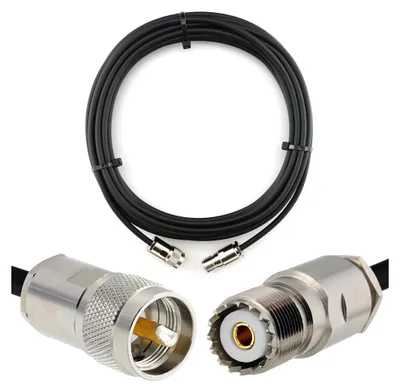 Immagine prodotto di cavo coassiale UHF da PL259 a SO239 da 5 m - Cavo di prolunga a bassa perdita resistente alle intemperie HF-240 (equivalente a LMR 240) - Cavo antenna PL per antenne radio CB radio HAM radio SWR radioamatoriali