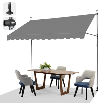 Produktbild von FCH Balkonmarkise 300x150x(200-300) cm Gelenkarm Markise Klemmmarkise Sonnenmarkise Balkon ohne Bohren - Beschattung Terrasse & Balkon,Grau