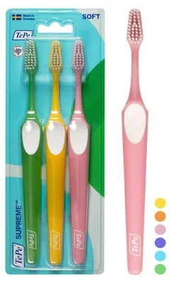 Productafbeelding van TePe Supreme Tandenborstel, Soft, Verschillende Kleuren, 3st