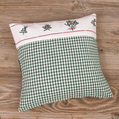 Produktbild von Kissen-Bezug 30x30 cm Weihnachten grün weiß kariert Baumwolle