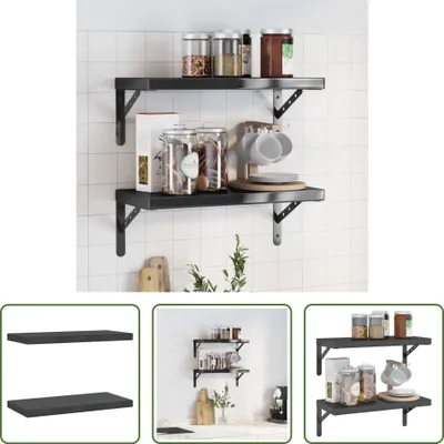 Immagine prodotto di The Living Store Mensole a muro 2 pz. 50x23,5x3 cm in acciaio inox nero