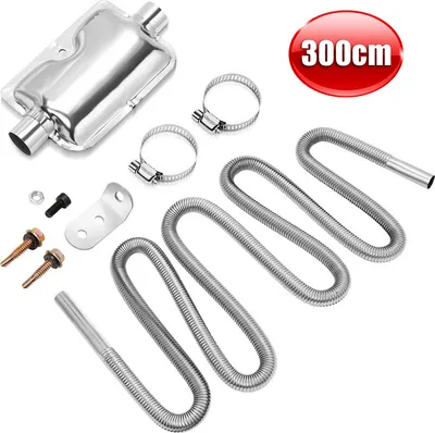Produktbild von SWANEW Abgasschlauch Edelstahl Auspuffrohr 25mm Gas-Entlüftungsschlauch Auto Heizung Edelstahl Abgasrohr Standheizung Kraftstofftank Abgasrohr Für Diesel Heizung Länge 300cm mit Schalldämpfer