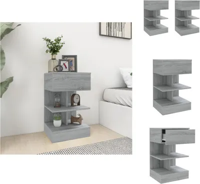 Produktbild von vidaXL Nachttische 2 Stk. Grau Sonoma 40x35x65 cm Holzwerkstoff -  Nachttische