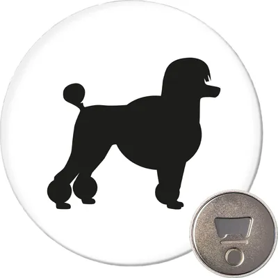 Produktbild von Huuraa Magnet Pudel Silhouette 59mm Kühlschrankmagnet rund Flaschenöffner Geschenkidee
