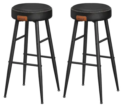 Immagine prodotto di Set di due sgabelli da bar – sgabelli per cucina – acciaio – ecopelle – 51,6 x 51,6 x 76,2 cm
