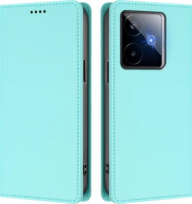Produktbild von Handyhülle für Realme GT 7, Kunstleder Klapphülle Stoßfeste Magnetische Hülle mit Ständer Türkis