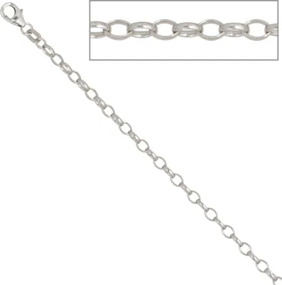 Produktbild von JOBO Ankerkette 925 Sterling Silber rhodiniert 3,0 mm 60 cm Halskette Kette Karabiner
