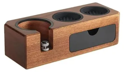 Obrázek produktu pro Stanice na tamperování espressa, dřevo se silikonovou podložkou, protiskluzový držák na tamper kávy, baristické příslušenství pro kávovar s portafiltrem