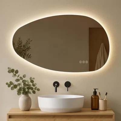 Zdjęcie produktu dla S'AFIELINA lustro łazienkowe z oświetleniem 50×85 cm Lustro ścienne LED z przełącznikiem dotykowym 3 kolory światła i możliwość ściemniania, funkcja przeciwmgielna i funkcja pamięci