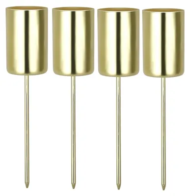 4 Adventskranz-Kerzenhalter, Gold, Metall, 11 cm, für Kerzen bis Ø 2,5 cm