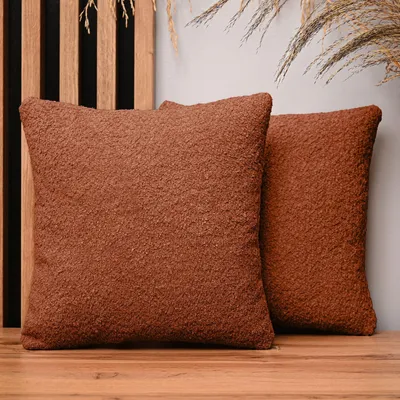 Produktbild von MG Design 2er Set Kissenbezüge 35 x 35 cm in Kupfer - mit Reißverschluss, fein gewebt mit Chenille-Haptik, pflegeleich