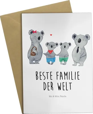 Produktbild von Mr. & Mrs. Panda Grußkarte Koala Familie zwei - Weiß - Geschenk, osterkarten, Koalabär, weihnachtskarten, einladungskarten, osterkarte, Muttertag, vatertagskarte